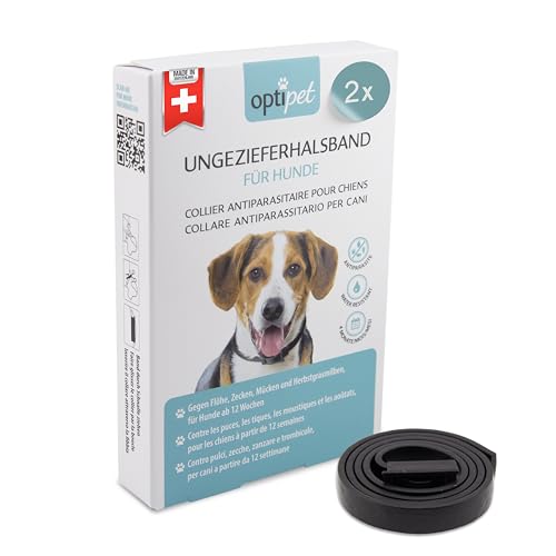 OptiPet 2X Hundehalsband 4 Monate Schutz gegen Zecken Flöhe und Milben, für Hunde ab 12 Wochen von OptiPet