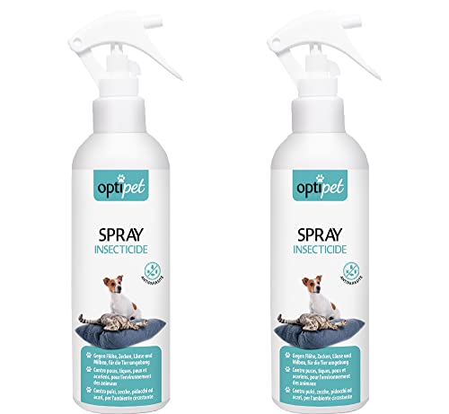 OptiPet 2x250ml Insekten Spray Tierumgebung bekämpft Milben, Läuse, Flöhe, Zecken von OptiPet