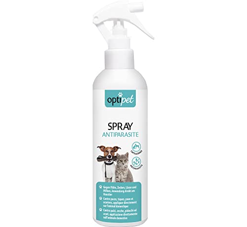 OptiPet 250ml Zeckenspray für Hunde und Katzen, abwehrende Wirkung gegen Insekten, Milben, Zecken, Flöhe von OptiPet