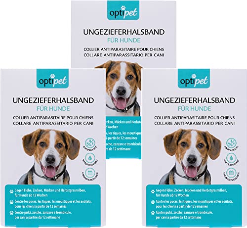 OptiPet 3X Halsband für Hunde, 4 Monate Schutz gegen Flöhe, Zecken, Mücken, Milben, wasserfest, für Hunde ab 12 Wochen von OptiPet