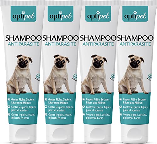 Optipet 4x250ml Anti-Parasiten Shampoo für Hunde gegen Parasiten Flohshampoo Schutz vor Parasiten von OptiPet