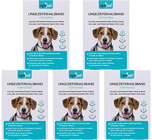OptiPet 5X Ungeziefer Flohhalsband für Hunde, 4 Monate Schutz, für Hunde ab 12 Wochen gegen Flöhe, Zecken, Mücken, Milben von OptiPet