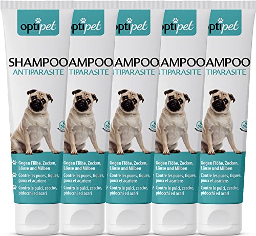 Optipet 5x250m Anti-Parasiten Shampoo für Hunde gegen Parasiten Flohshampoo Schutz vor Parasiten von OptiPet