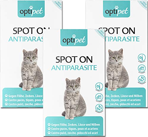 OptiPet Spot On 18x1ml Pipetten für Katzen, Hochwirksam bis zu 72 Wochen gegen Milben, Flöhen, Zecken, Läusen von OptiPet