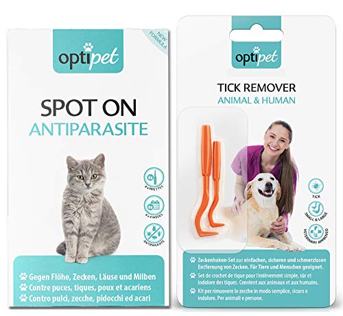 Optipet Spot On für Katzen 6x1ml Pipetten + Zeckenzange 1x als Set von Optipet