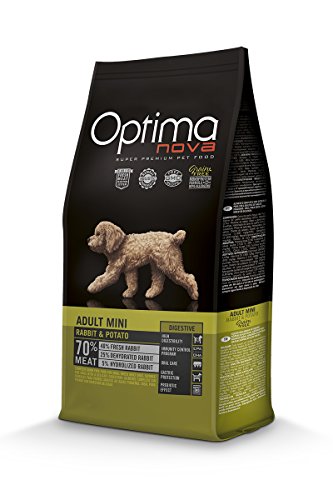 Optimanova Super Premium Huderfutter Adult Mini Digestive - Trockenfutter Kaninchen und Kartoffel - 2kg - Hypoallergen - Ohne Getreide - 40% Frischfleisch - Kleine Hunderassen von OPTIMANOVA