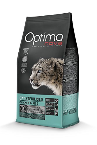 Optimanova Super Premium Sterilised Katzenfutter - Trockenfutter Hähnchen und Reis – 8 kg - Hypoallergen - 40% Frischfleisch - Erwachsene Katzen - Ab dem 12 Monate von OPTIMANOVA