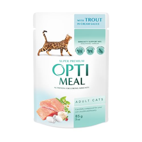 OPTIMEAL™. Сomplete сanned pet Food for Adult Cats with Trout in Cream Sauce, Box (12x0,085 kg) von Optimeal