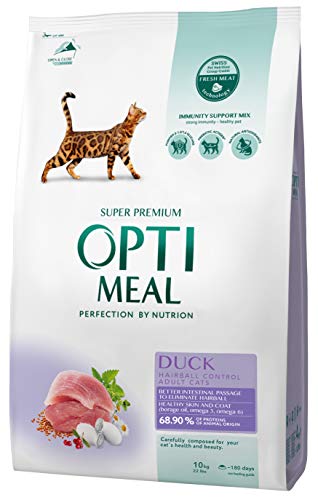 OPTIMEAL ™. Complete Dry pet Food for Adult Cats Hairball Control - Duck 10 kg von Optimeal