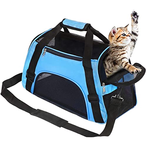 Optizium Hundetransportbox - Blau - L - 52 x 24.5 x 33 cm - Hundebox Hundetasche Katzenbox Autotransportbox Soft-Sided Airline-geprüft faltbar von Optizium