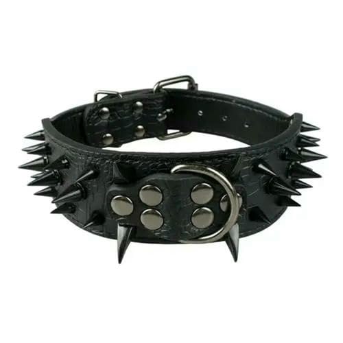 2" breites, scharfes, mit Spikes besetztes Hundehalsband aus Leder für Pitbull, Bulldoggen, große Hunde, verstellbar für mittelgroße und große Hunde, Boxer, SML, XL 2" breites, scharfes, mit Spikes besetztes Hundehalsband aus Leder für Pitbull, Bulldoggen, große Hunde, verstellbar für mittelgroße und große Hunde, Boxer, SML, XL von Optxzn