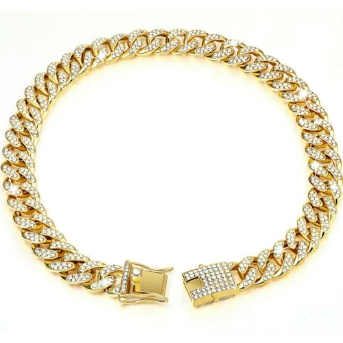 Goldenes Hundehalsband, Hundehalskette, Hip-Hop-Stil, Hundegeschenk, goldene schöne Halskette Goldenes Hundehalsband, Hundehalskette, Hip-Hop-Stil, Hundegeschenk, goldene schöne Halskette von Optxzn