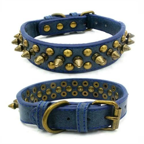 Hundehalsband für Französische Bulldoggen und Pitbulls, Retro-Halsband aus Leder mit goldenen Nieten, für kleine, mittelgroße und große Hunde, mit Spikes Hundehalsband für Französische Bulldoggen und Pitbulls, Retro-Halsband aus Leder mit goldenen Nieten, für kleine, mittelgroße und große Hunde, mit Spikes von Optxzn