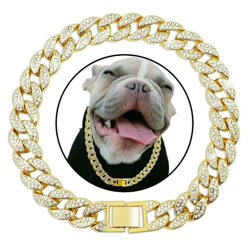 Kubanische Goldkette für Hunde, luxuriöses Hundehalsband mit Diamanten, Haustier-Metallhalskette, Schmuckzubehör für kleine, mittelgroße und große Hunde, Katzen, Haustiergeschenk Kubanische Goldkette für Hunde, luxuriöses Hundehalsband mit Diamanten, Haustier-Metallhalskette, Schmuckzubehör für kleine, mittelgroße und große Hunde, Katzen, Haustiergeschenk von Optxzn