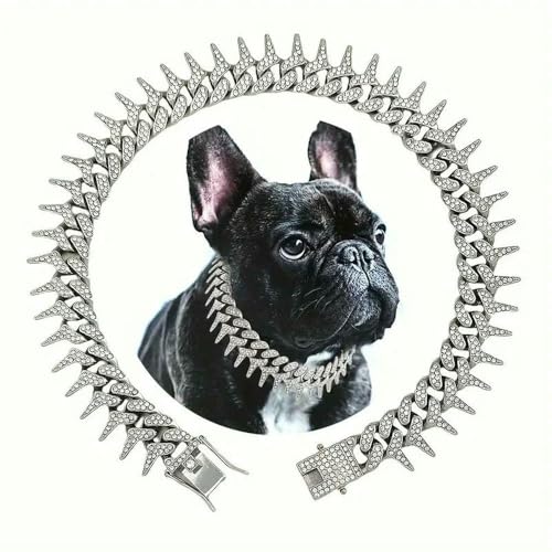 Personalisierte Hundehalsbänder für kleine, mittelgroße und große Hunde, Katzen, Goldkette, Diamant-Kuba-Halsband mit Design, sichere Schnalle, Haustier-Halskette Personalisierte Hundehalsbänder für kleine, mittelgroße und große Hunde, Katzen, Goldkette, Diamant-Kuba-Halsband mit Design, sichere Schnalle, Haustier-Halskette von Optxzn