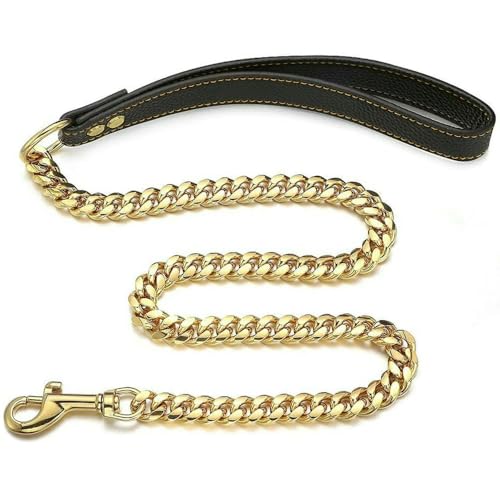 Robustes Hundehalsband aus Edelstahl mit Sicherheitsschnallenverschluss, goldene kubanische Gliederkette, Trainingshalsband für Haustiere, Metallhalskette Robustes Hundehalsband aus Edelstahl mit Sicherheitsschnallenverschluss, goldene kubanische Gliederkette, Trainingshalsband für Haustiere, Metallhalskette von Optxzn
