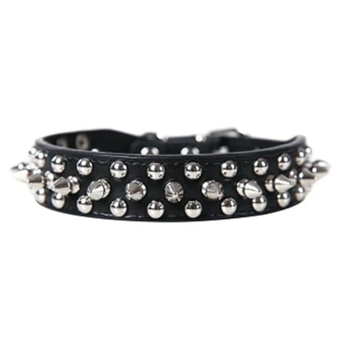 Verstellbares Hundehalsband mit Halsband aus PU-Leder mit Punknieten und Spikes, Hundehalsband für kleine Hunde und Katzen von Optxzn