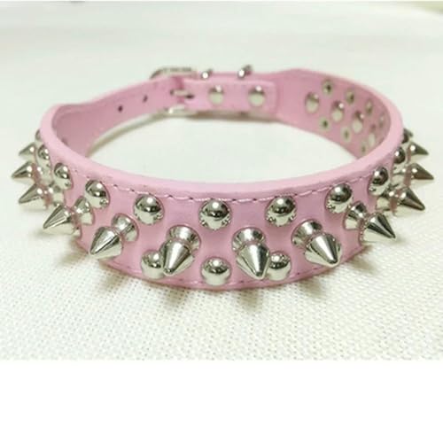 Verstellbares Hundehalsband mit Halsband aus PU-Leder mit Punknieten und Spikes, Hundehalsband für kleine Hunde und Katzen von Optxzn