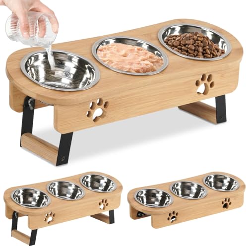 Optyuwah katzennapf erhöht Futterstation Katze - Futternäpfe Katzen 3er Set Näpfe Erhöht,Höhenverstellbar Fressnapf Futterbar mit Ständer Edelstahl Näpfe für Wasser Futter Katzen,kleine Hunde Optyuwah katzennapf erhöht Futterstation Katze - Futternäpfe Katzen 3er Set Näpfe Erhöht,Höhenverstellbar Fressnapf Futterbar mit Ständer Edelstahl Näpfe für Wasser Futter Katzen,kleine Hunde von Optyuwah