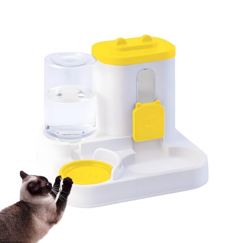 Automatischer Katzenfutterspender Und Wasserspender | 2-in-1 Haustierfutterautomat - Großvolumen Futter Napf Für Urlaub Haustiere Katzen Hunde Kätzchen Welpen Kaninchen Innen von Opvonxeh