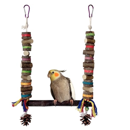 Vogelschwing, Hangable Cockatiel Toy, Interactive Parrot Kaugummi Zubehör, Garden Perch Parakeets, 9,84 Zoll Durable Aviary Play Tool für kleine Vögel, Porch Entertainment von Opvonxeh