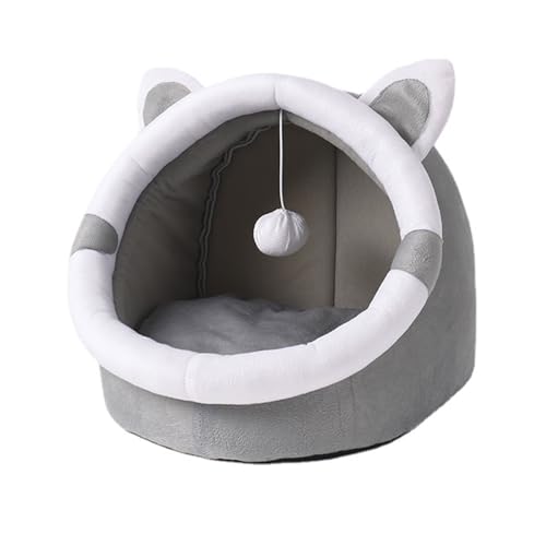 OralGos Niedliches Katzenbett mit Katzennest und Katzennest, dickes Kissen, rutschfestes Kätzchen, warm, halb geschlossenes Bett von OralGos