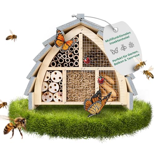 2X Insektenhotel aus FSC-Holz – Bienenhotel, Marienkäferhaus & Schmetterlingshaus – wetterfest & langlebig – Nistkasten für Wildbienen & Nützlinge – für Garten, Balkon & Terrasse – 27,5 x 9 x 24 cm von Oramics