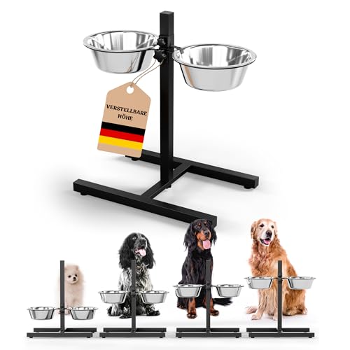Oramics Hundebar Fressnapf Höhenverstellbar deluxe für Welpen und große Hunde mit zwei Edelstahl-Näpfen als Futternapf und Wasser-Napf Oramics Hundebar Fressnapf Höhenverstellbar deluxe für Welpen und große Hunde mit zwei Edelstahl-Näpfen als Futternapf und Wasser-Napf von Oramics