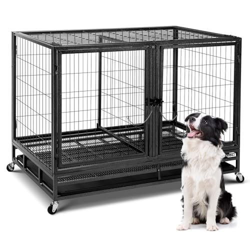 Oranland 121,9 cm große, unzerstörbare Hundebox, ausbruchsicherer Hundekäfig mit 360° drehbaren, abschließbaren Rädern, hohe Angstzustände, drei Türen, extra große Box für den Innenbereich mit Oranland 121,9 cm große, unzerstörbare Hundebox, ausbruchsicherer Hundekäfig mit 360° drehbaren, abschließbaren Rädern, hohe Angstzustände, drei Türen, extra große Box für den Innenbereich mit von Oranland