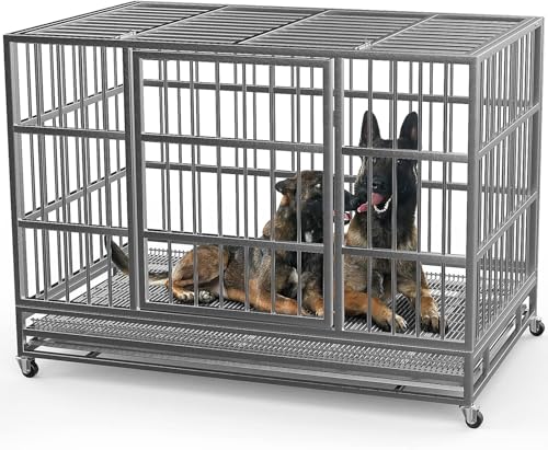 Oranland 96,5 cm robuste unzerstörbare Hundebox Käfig Zwinger mit Rädern, Hundebox mit hoher Angst, stabiles Schlösser-Design, Doppeltür und abnehmbares Tablett, extra große XL XXL Hundebox Oranland 96,5 cm robuste unzerstörbare Hundebox Käfig Zwinger mit Rädern, Hundebox mit hoher Angst, stabiles Schlösser-Design, Doppeltür und abnehmbares Tablett, extra große XL XXL Hundebox von Oranland