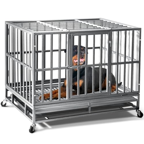 Oranland Robuste, unzerstörbare Hundebox, 96,5 cm, verbesserte verstärkte Bodenplatte für große Hunde, XL-Hundebox für Hunde mit hoher Angstzustände, maximale Tragfähigkeit 90 kg, Doppeltür mit Rädern Oranland Robuste, unzerstörbare Hundebox, 96,5 cm, verbesserte verstärkte Bodenplatte für große Hunde, XL-Hundebox für Hunde mit hoher Angstzustände, maximale Tragfähigkeit 90 kg, Doppeltür mit Rädern von Oranland