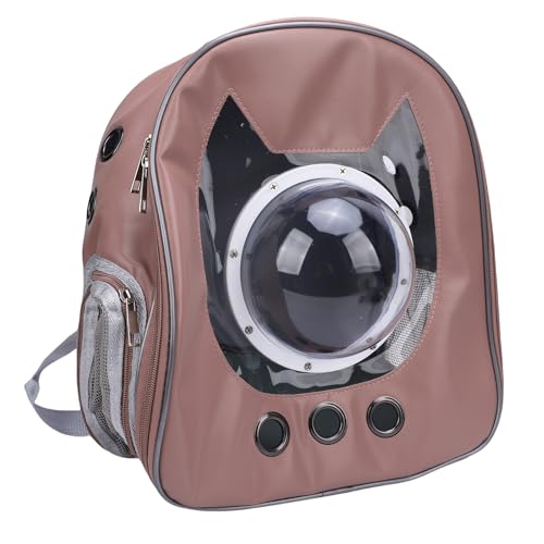 Cat Rucksackträger, Atmungsaktive Tragbare Reise Haustasche für Katzen Kitty Small Dogs Welpen, Transparenter Katzenrucksack für Wandercamping Im Freien (Brown) von Oreilet