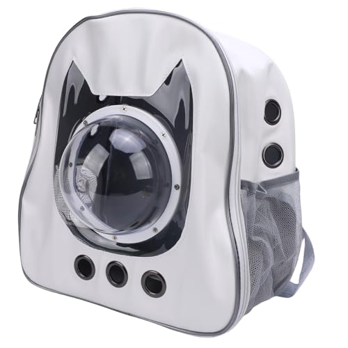Cat Rucksackträger, Atmungsaktive Tragbare Reise Haustasche für Katzen Kitty Small Dogs Welpen, Transparenter Katzenrucksack für Wandercamping Im Freien (White) von Oreilet
