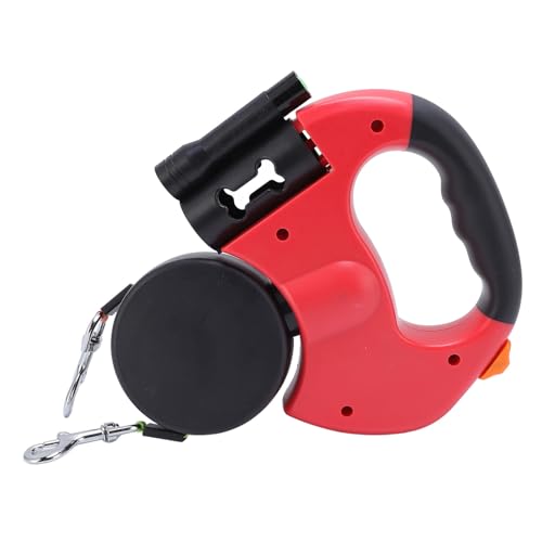 Doppelte Automatische Einziehbare Hundeleine, Ausziehbare Haustier Leine 1 Schlepptau 2 mit LED Licht, Bequemer Grip Doppelköpfe Hundeleine für Gehen 2 Kleine Bis Mittlere Hunde von Oreilet