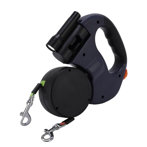 Doppelte Automatische Einziehbare Hundeleine, Ausziehbare Haustier Leine 1 Schlepptau 2 mit LED Licht, Bequemer Grip Doppelköpfe Hundeleine für Gehen 2 Kleine Bis Mittlere Hunde Doppelte Automatische Einziehbare Hundeleine, Ausziehbare Haustier Leine 1 Schlepptau 2 mit LED Licht, Bequemer Grip Doppelköpfe Hundeleine für Gehen 2 Kleine Bis Mittlere Hunde von Oreilet