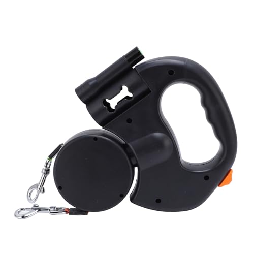 Doppelte Automatische Einziehbare Hundeleine, Ausziehbare Haustier Leine 1 Schlepptau 2 mit LED Licht, Bequemer Grip Doppelköpfe Hundeleine für Gehen 2 Kleine Bis Mittlere Hunde von Oreilet