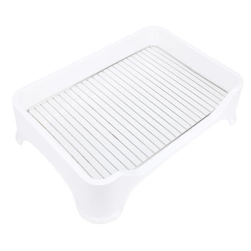 Innenhundtöpfchenschale, Tragbarer Welpe Pee Pad Halter mit Edelstahlnetz, Hundetraining Mesh Toilet Welpen Katzentoilette für Kleine Mittelgroße Haustiere (White) von Oreilet
