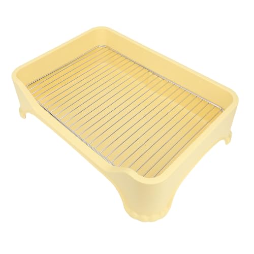 Innenhundtöpfchenschale, Tragbarer Welpe Pee Pad Halter mit Edelstahlnetz, Hundetraining Mesh Toilet Welpen Katzentoilette für Kleine Mittelgroße Haustiere (Yellow) von Oreilet