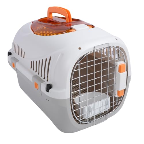Katzenträger Harte, Plastische Tragbare Hundekiste Airline für Reisen, Haustierzwinger mit Großem Platz, Welpenkäfig Bietet Sicheren Komfort für Katzen und Hunde von Oreilet