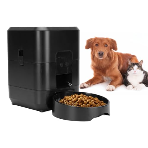 Oreilet Automatischer Katzenfuttermittel, WiFi Dog Troy Food Spender mit Zeitgesteuerter Fütterung, Portionskontrolle, Haustier Auto Feeder für Katzen Kleine Hunde Haustiere (Black) von Oreilet