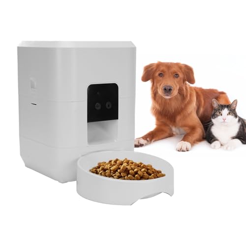 Oreilet Automatischer Katzenfuttermittel, WiFi Dog Troy Food Spender mit Zeitgesteuerter Fütterung, Portionskontrolle, Haustier Auto Feeder für Katzen Kleine Hunde Haustiere (White) von Oreilet