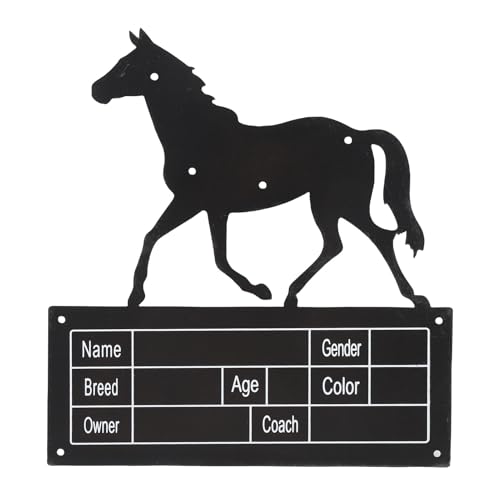 Oreilet Black Metal Horse Stall -Schild, Metallhänge -Pferdestallschild, Anpassbarer Füllbarer Namensplatte für Reitliebhaber, Einfache Installation, Elegantes Scheunendekoration von Oreilet