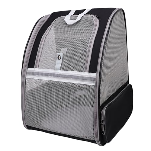Oreilet Cat Rucksackträger, Atmungsaktierbarer Haustierträger Rucksack für Kleine Hundepuppen Kätzchen Hasen, Belüftete Mesh Hundekatze mit Rucksackbeutel Zum Reisen, 16,9X 12in (Black) von Oreilet