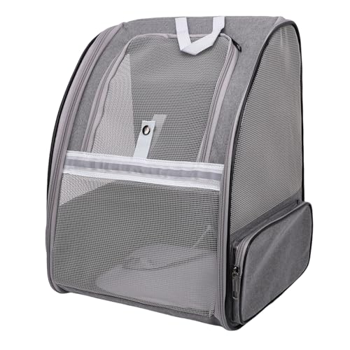 Oreilet Cat Rucksackträger, Atmungsaktierbarer Haustierträger Rucksack für Kleine Hundepuppen Kätzchen Hasen, Belüftete Mesh Hundekatze mit Rucksackbeutel Zum Reisen, 16,9X 12in (Grey) von Oreilet