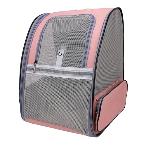 Oreilet Cat Rucksackträger, Atmungsaktierbarer Haustierträger Rucksack für Kleine Hundepuppen Kätzchen Hasen, Belüftete Mesh Hundekatze mit Rucksackbeutel Zum Reisen, 16,9X 12in (PINK) von Oreilet