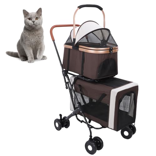 Oreilet Doppel Haustier Kinderwagen für Kleine Mittelgroße Hunde, Leichte Abnehmbare Faltbare 4 Haustier Spazierkarren Reiseträger Katzenhund, Puppy Doggie Bunny Kitty Kinderwagen Oreilet Doppel Haustier Kinderwagen für Kleine Mittelgroße Hunde, Leichte Abnehmbare Faltbare 4 Haustier Spazierkarren Reiseträger Katzenhund, Puppy Doggie Bunny Kitty Kinderwagen von Oreilet