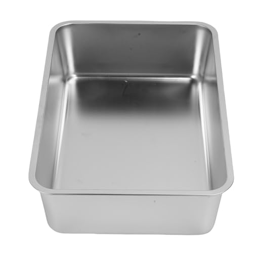 Oreilet Edelstahl -Katzentoilette, Anti -Spill -Stabboden. Erhöhte Wurfpfanne 16 "L X 12" W X 4 "H für Kätzchen, Kitty, Kaninchen von Oreilet