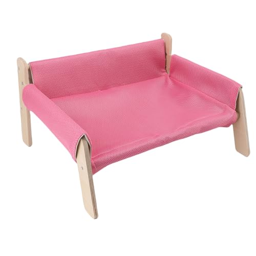 Oreilet Erhöhtes Katzen -Couchbett, Hölzernen Hochgezogene Haustiersofa für Innenkatzen, Katzenbett Hängematte Bett Kitty Haustier Möbel Lounge Stuhl für Home Kitty (PINKPINK) von Oreilet