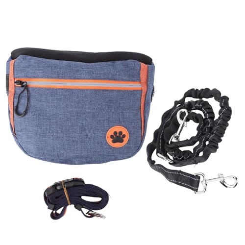 Oreilet Hund Behandeln Beutel, Hundetraining Tasche mit Einstellbarem Taillengürtel, Tragbarer Haustier Behandelt Träger Lebensmittelbehältertasche für Welpen Hündchen Gehen (Blue) von Oreilet