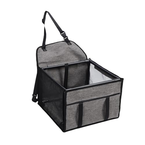 Oreilet Hundautositz, 39x39x27cm Oxford Stofftuch Hundeverstärker Sitzträgerkiste mit Atmungsaktivem Netz für Reisen Roadtrip, Wasserdichtes Klappstier -Reisebett (hellgrau) von Oreilet